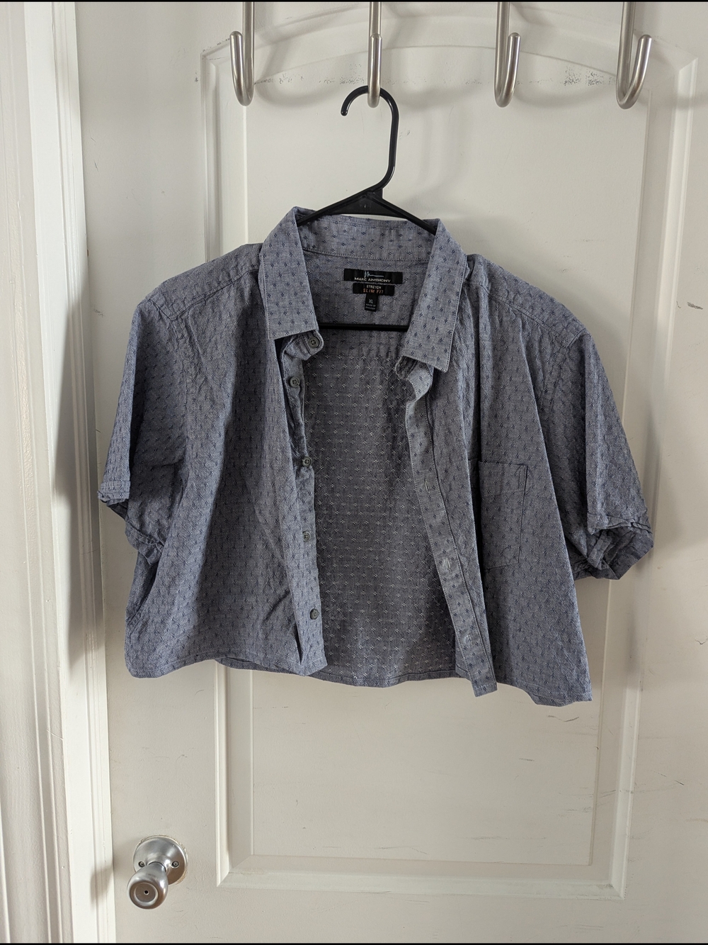 Marc Anthony Short-Sleeve Button-Down Shirt in Blue-Grey